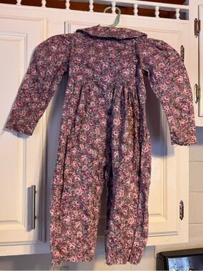 Handmade 90s toddler spring Floral Long Sleeve jumpsuit rose print size 2T
